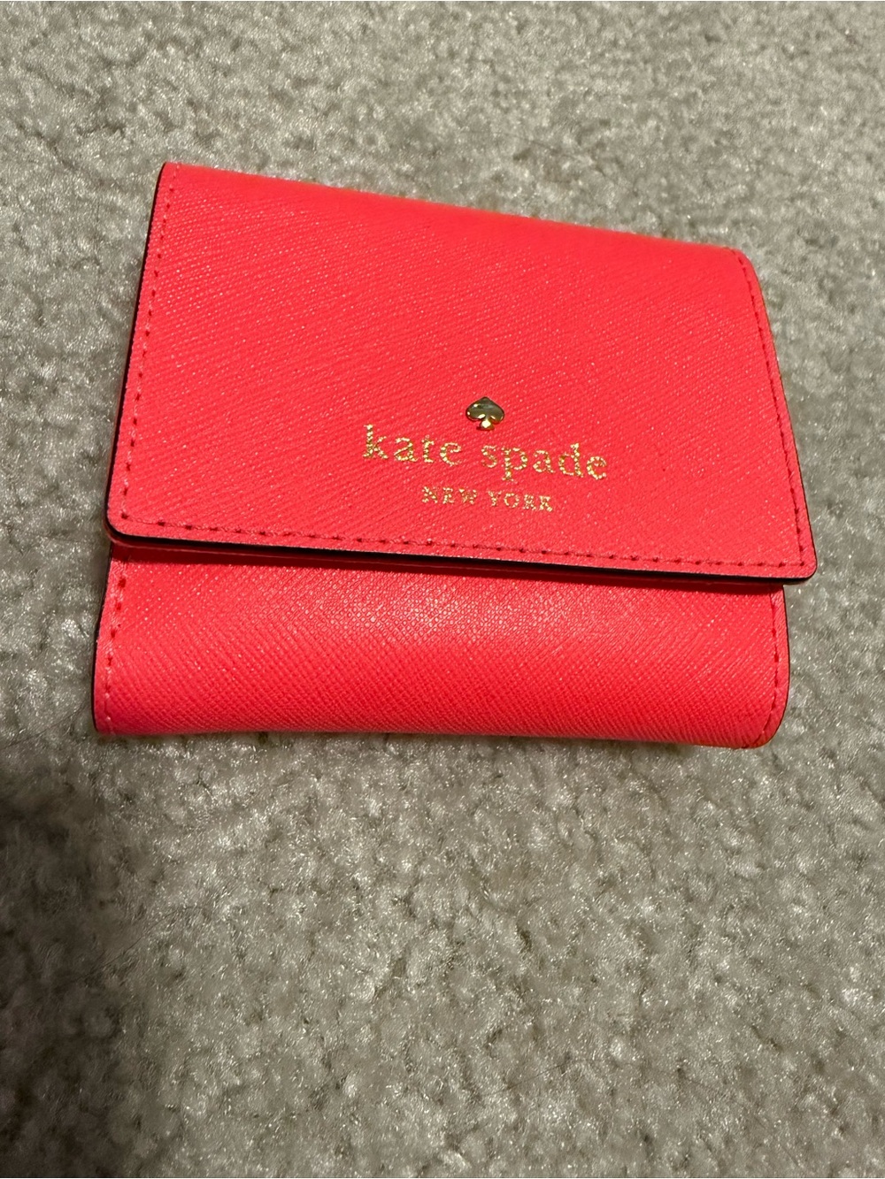 kate spade Bright coral pink Compact Fold Card Holder with Gold Logo